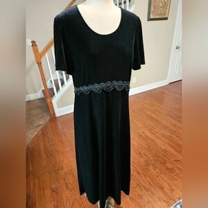 VTG 80s Another Thyme Black Velvet Dress Size 12